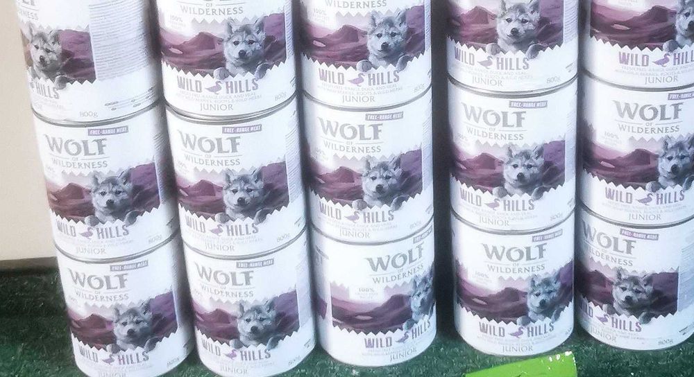 12x Wolf of Wilderness 800g junior karma dla psa wysokomięsna +gratis
