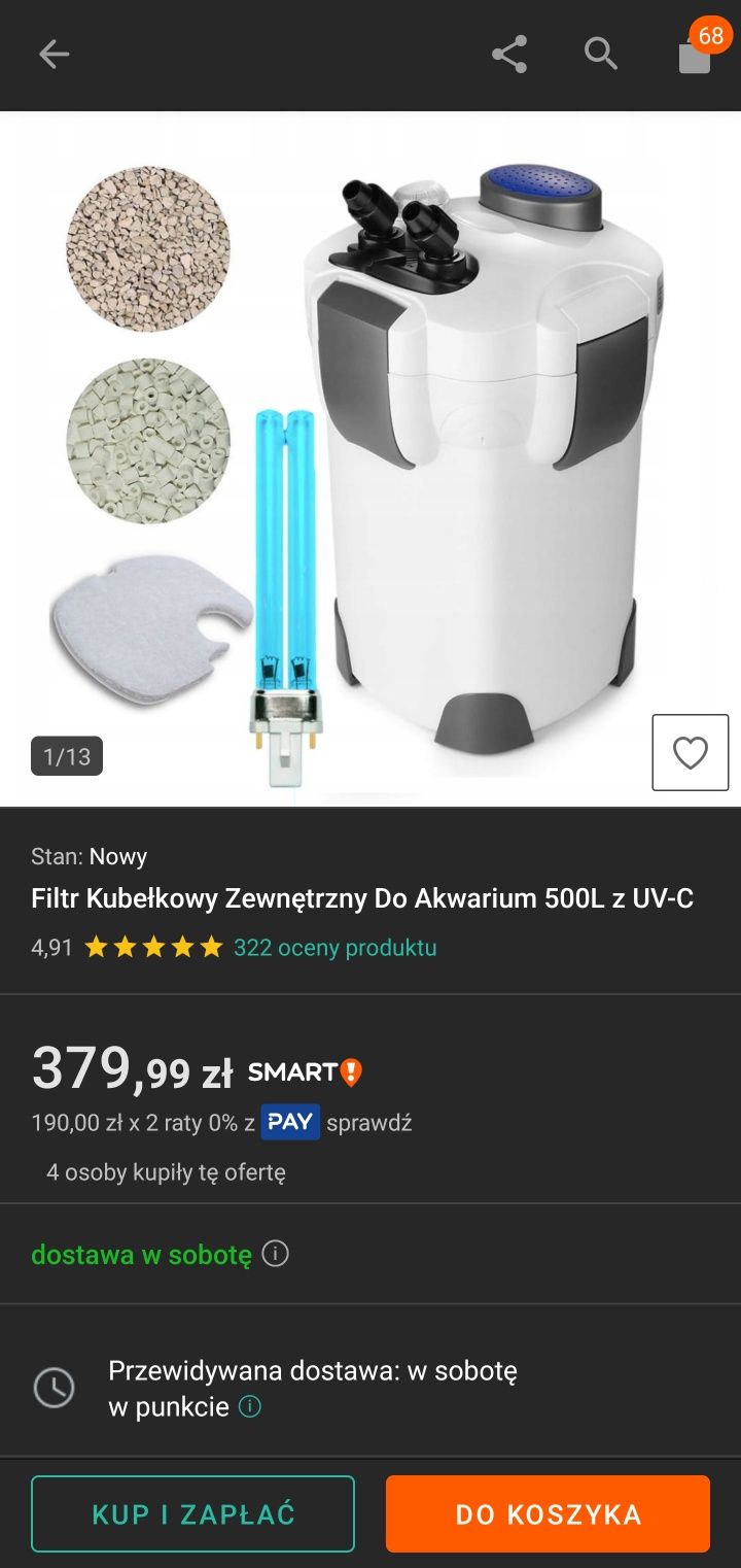 Akwarium 330L z rybami i pełnym wyposażeniem – gotowe do startu!