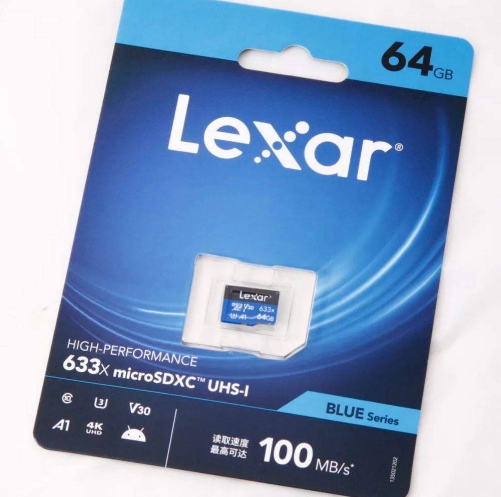 Lexar 64GB cartão de memória micro SD SDXC UHS-I A1 V30 4K 100MB/s