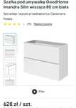 Szafka pod umywalkę GoodHome Imandra Slim wisząca 80 cm biała