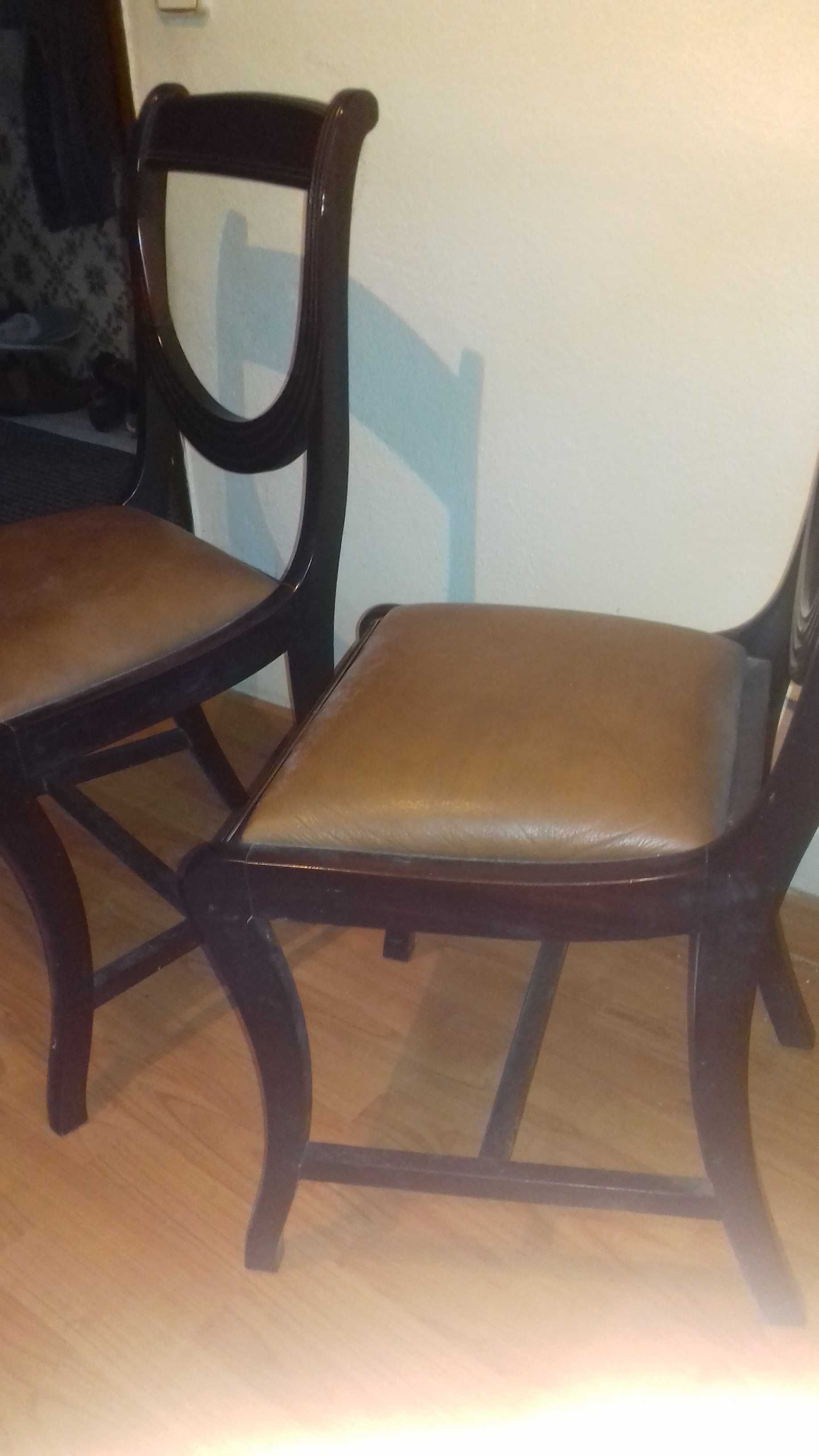 2 cadeiras de sala Mogno com estofo de pele