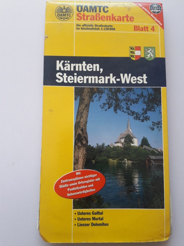 Mapa drogowa Austrii karyntia Styria zachód