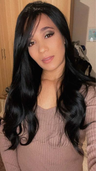 Nowa peruka czarna długie włosy fale EFEK NATURALNY