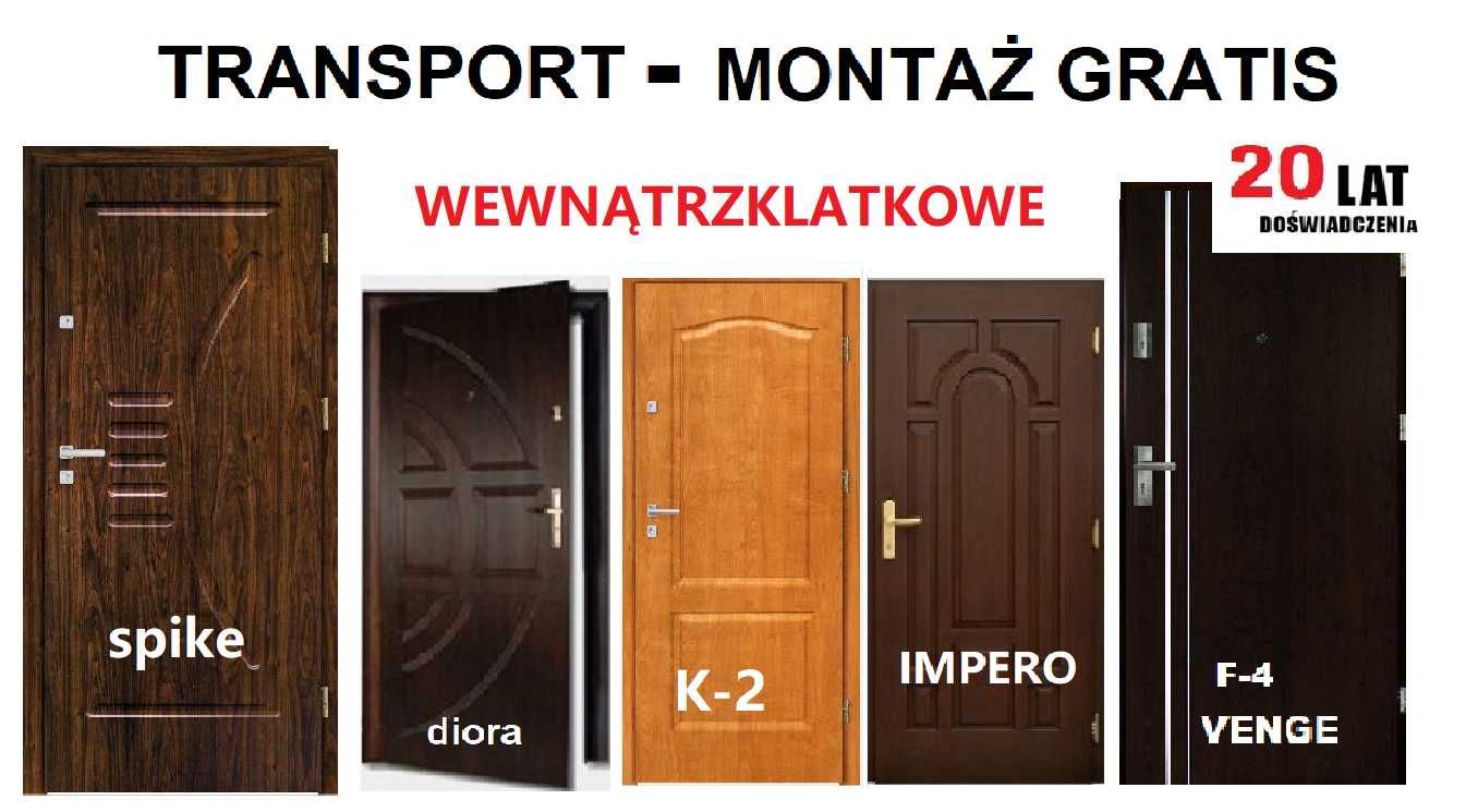 Drzwi z montażem wejściowe zewnętrzne -POLSKIE wewnątrzklatkowe