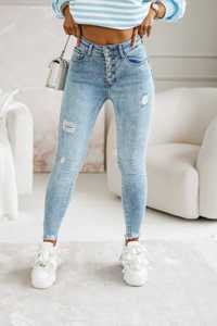 Jeansy damskie elastyczne z guzikami s xl