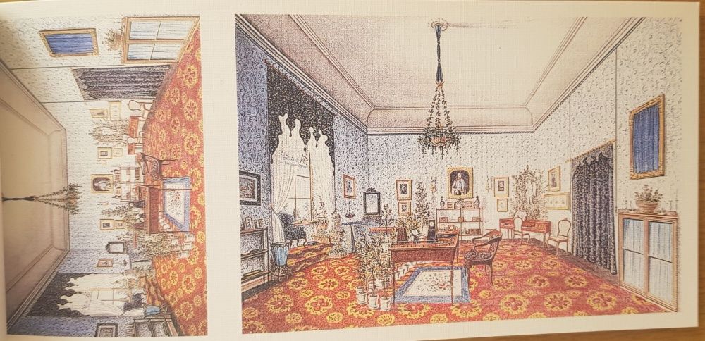 Żagański Pałac barokowy w gwaszu z 1850 r. widokówki, pocztówki.