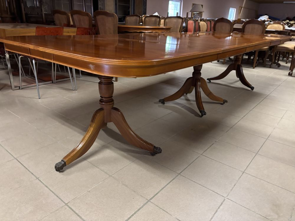 Stylowy Angielski Zestaw Stół 353 cm + 12 Krzeseł fotelików meble styl