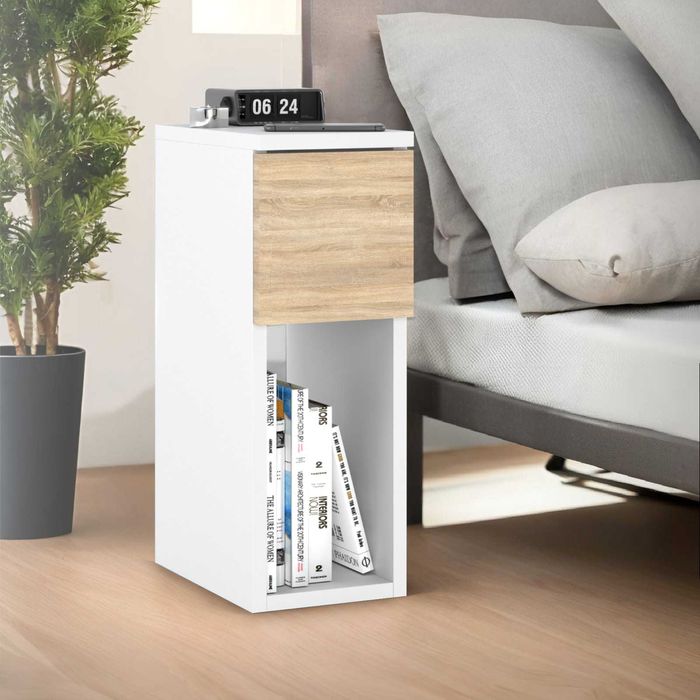 Szafka Nocna Nowoczesna Do Sypialni Wąska 20cm Stolik Nocny 2 Szuflady
