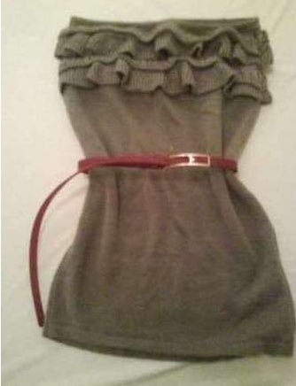 Vestido-túnica vintage cai cai de lã com folho no peito - promod