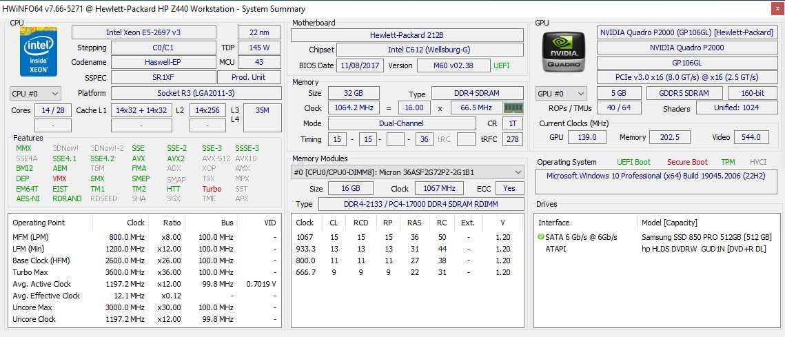 ПК HP Z440 (Intel Xeon E5-2697v3/32Gb/SSD-512Gb/безGPU)