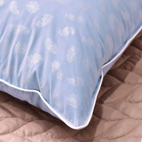 Натуральна бавовняна пухова подушка Пух-Перо Natural "Блакитний" IDEIA