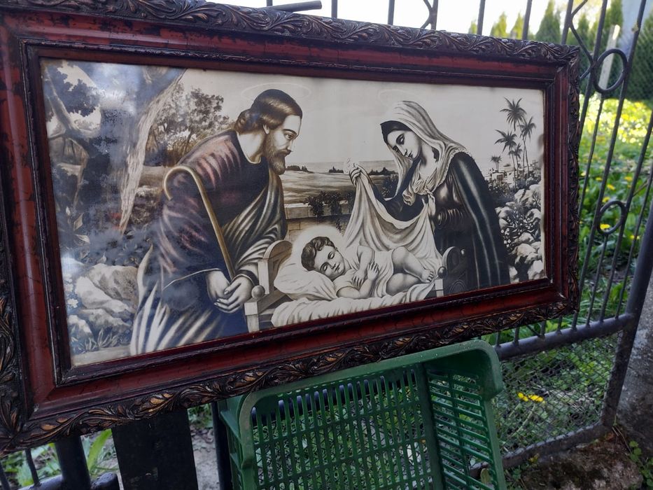 Obraz ikona narodziny Jezusa , Antyk religijny ,PRL