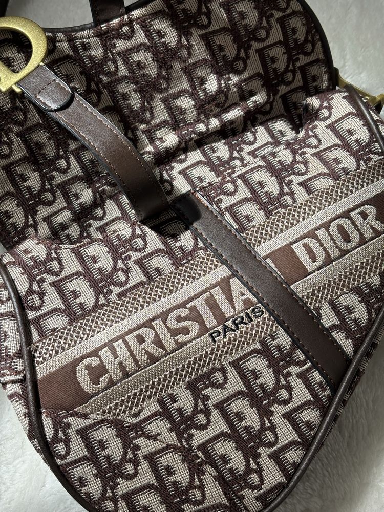 Torebka z płotna Christian Dior w brązowym kolorze