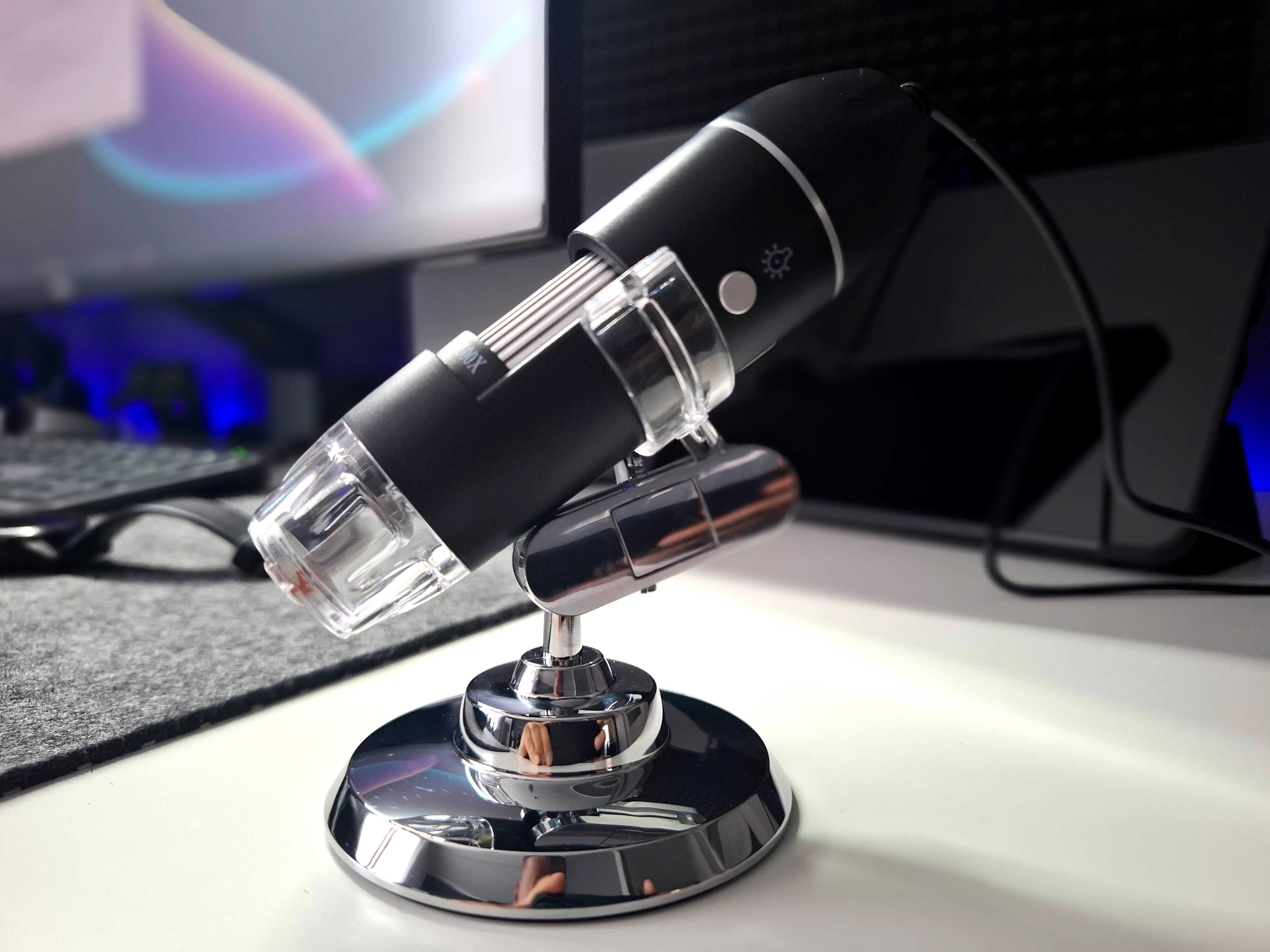 Cyfrowy Mikroskop 1600X 3w1 ze Stojakiem - LED USB/Type-C dla Android