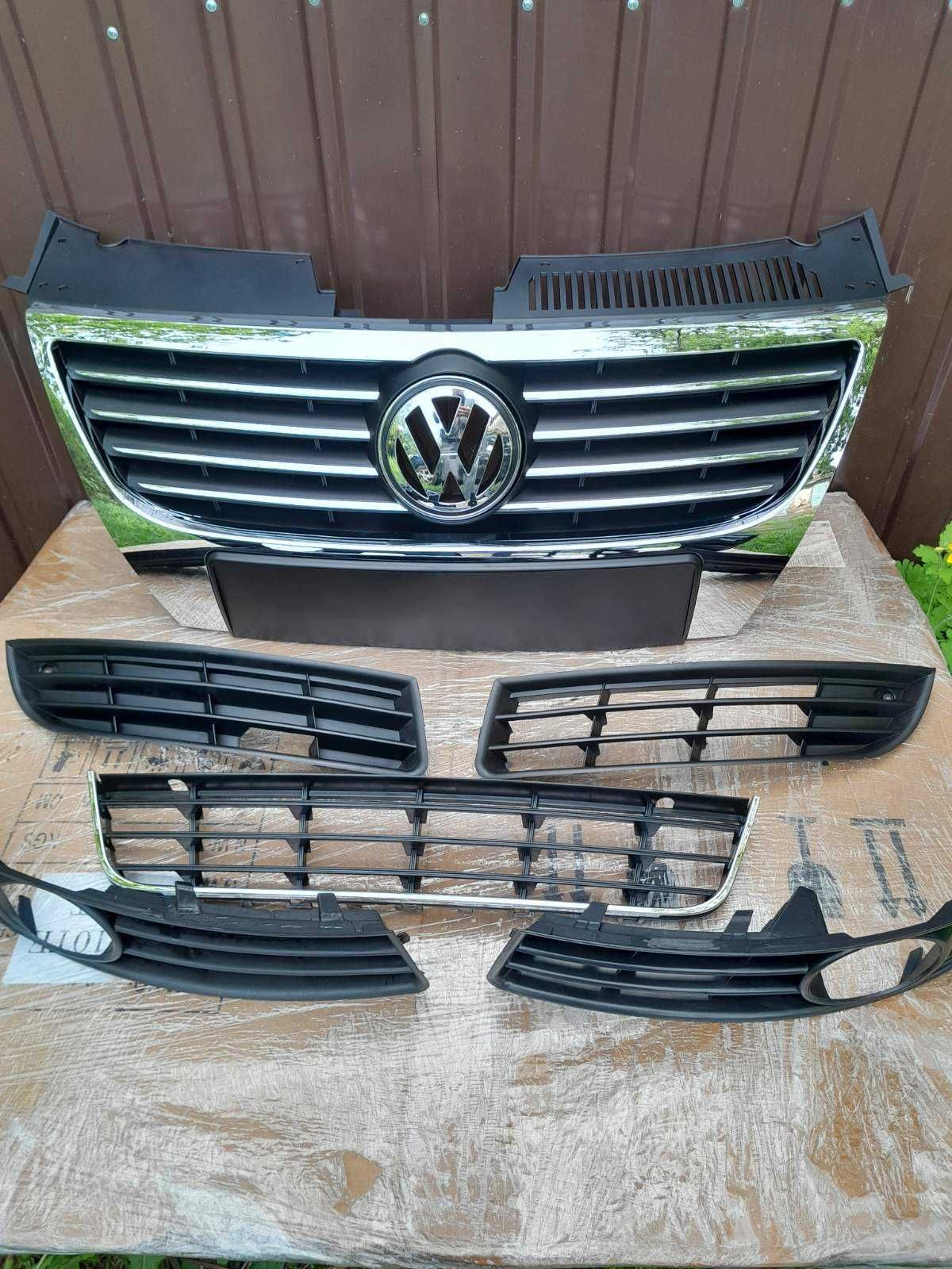 Решітка передня бампера Passat b6 решетка передняя хром пасат Б6