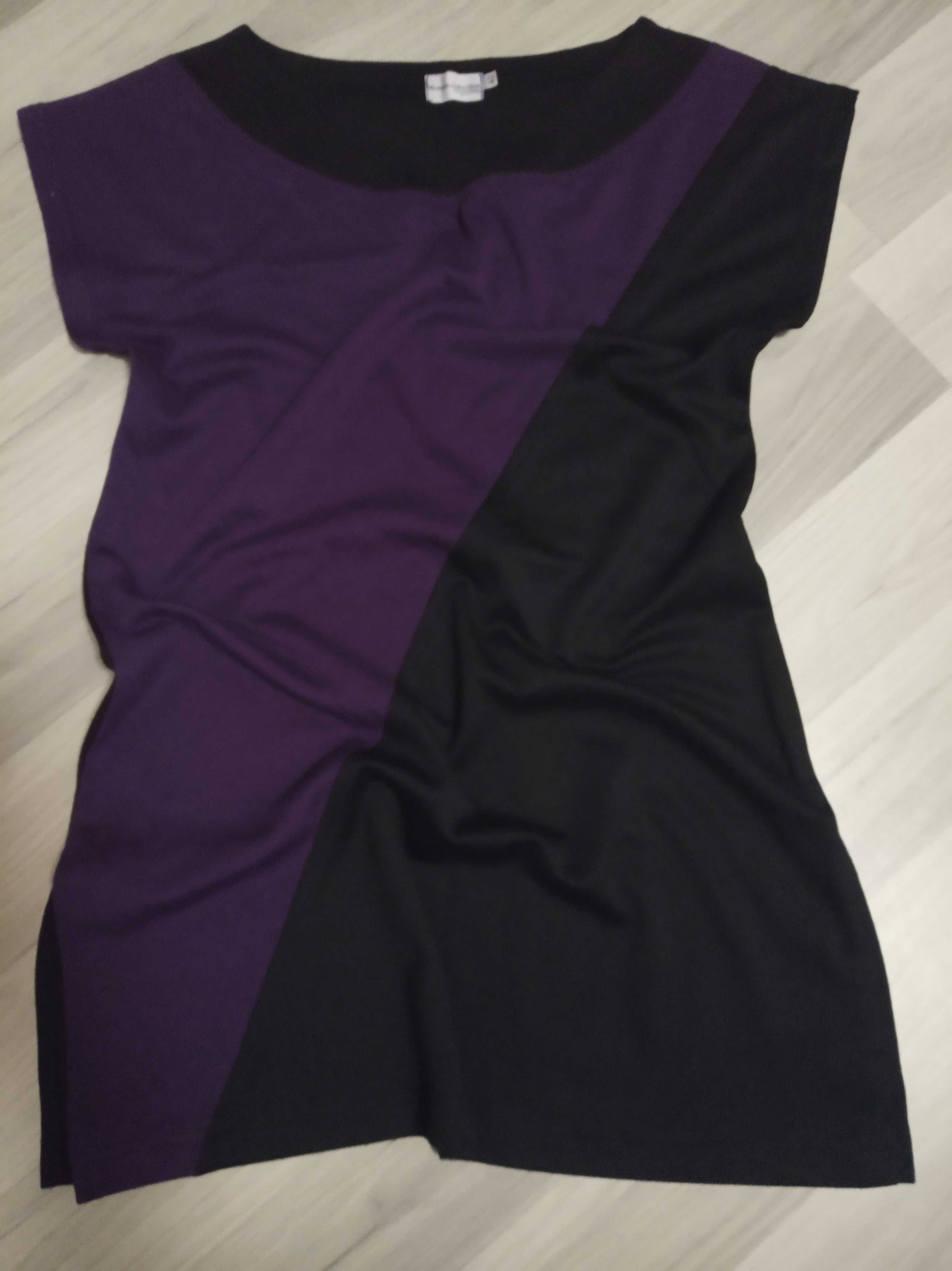 Tunika, sukienka czarno-fioletowa  rozm  40