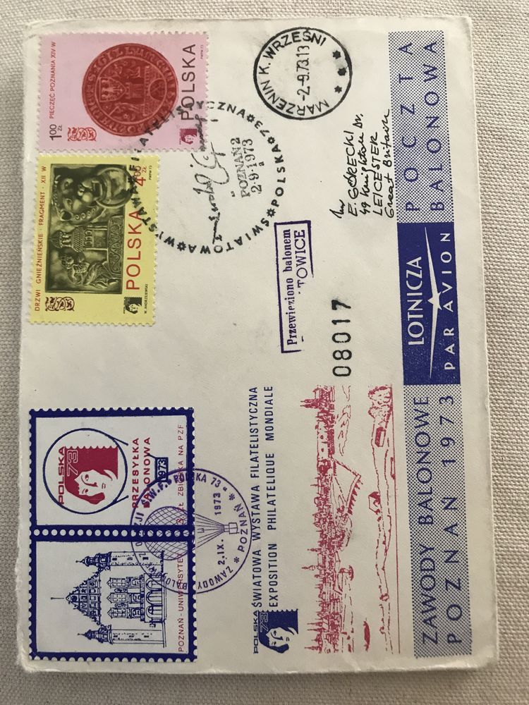 Znaczki- Poczta balonowa 1973 Kopernik