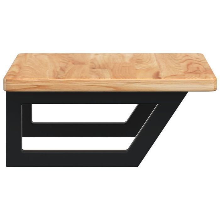 vidaXL Półka ścienna pod umywalkę, stal i lite drewno dębowe