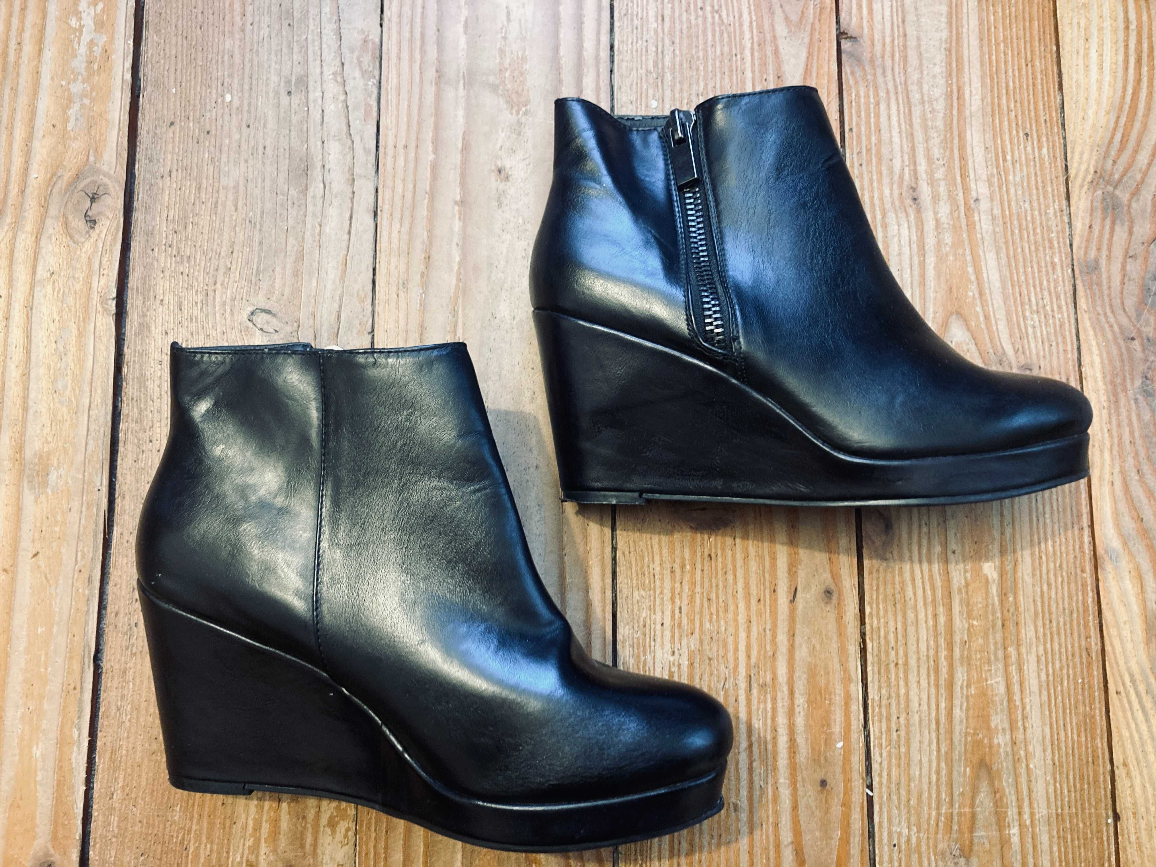 River Island botki czarne na koturnie kotrun rozmiar 39