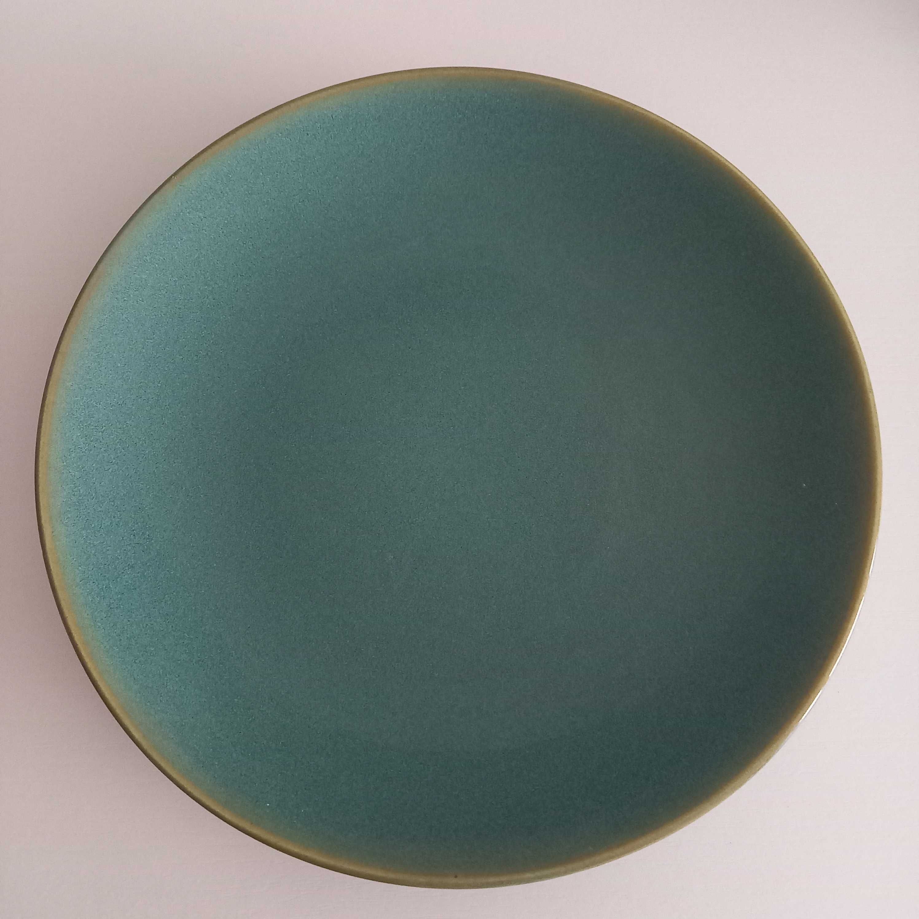 Designerski duży 27 talerz ceramiczny miętowy zielony okrągły vintage
