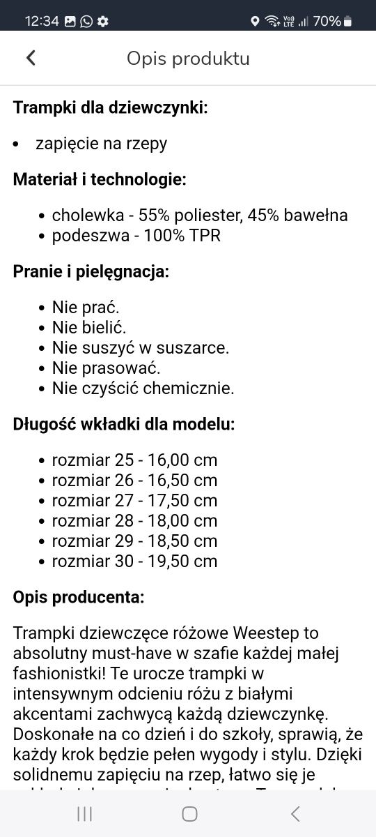 Trampki Weestep dziewczęce 26