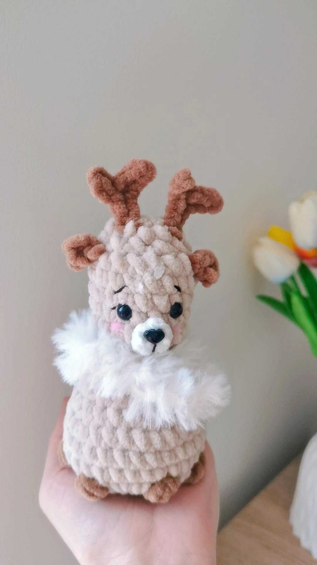 Reniferek na szydełku handmade, dekoracja świąteczna