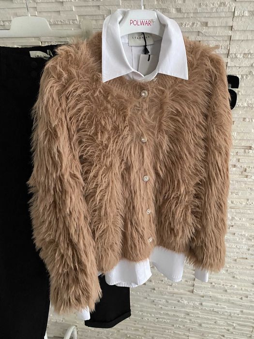 Lucy h-4 studio nowy cudo kardigan lama futro miły