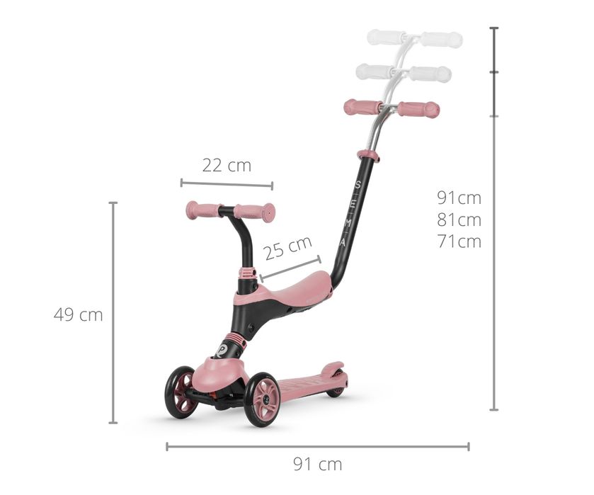 Hulajnoga Sema 3w1 Pink Qplay