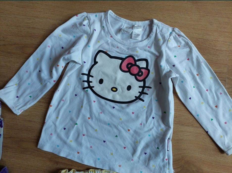 rozm. 80 zestaw NEXT H&M spodnie szelki bluzka Hello Kitty paka wiosna