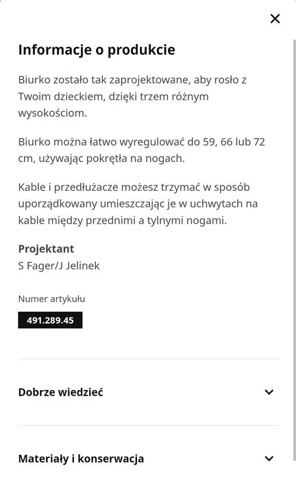 Biurko dla dziecka, regulowane, Ikea Påhl