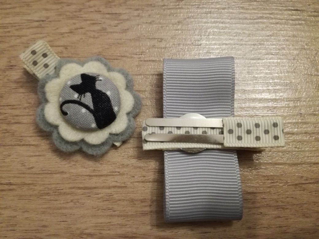 Spinki do włosów kot, spineczki handmade, komplet 2 szt.