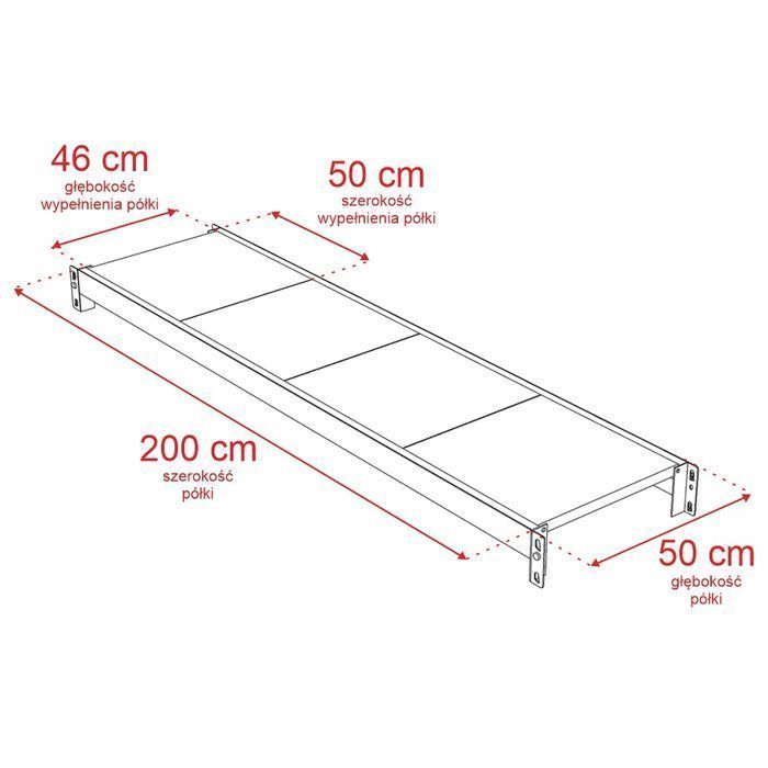 Regał magazynowy 4-półkowy Mega-M FORTIS 240x217x50 cm moduł bazowy