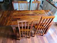Stół drewniany kolonialny indyjski rozkladany 150x90 - 230x90 + 4 krze