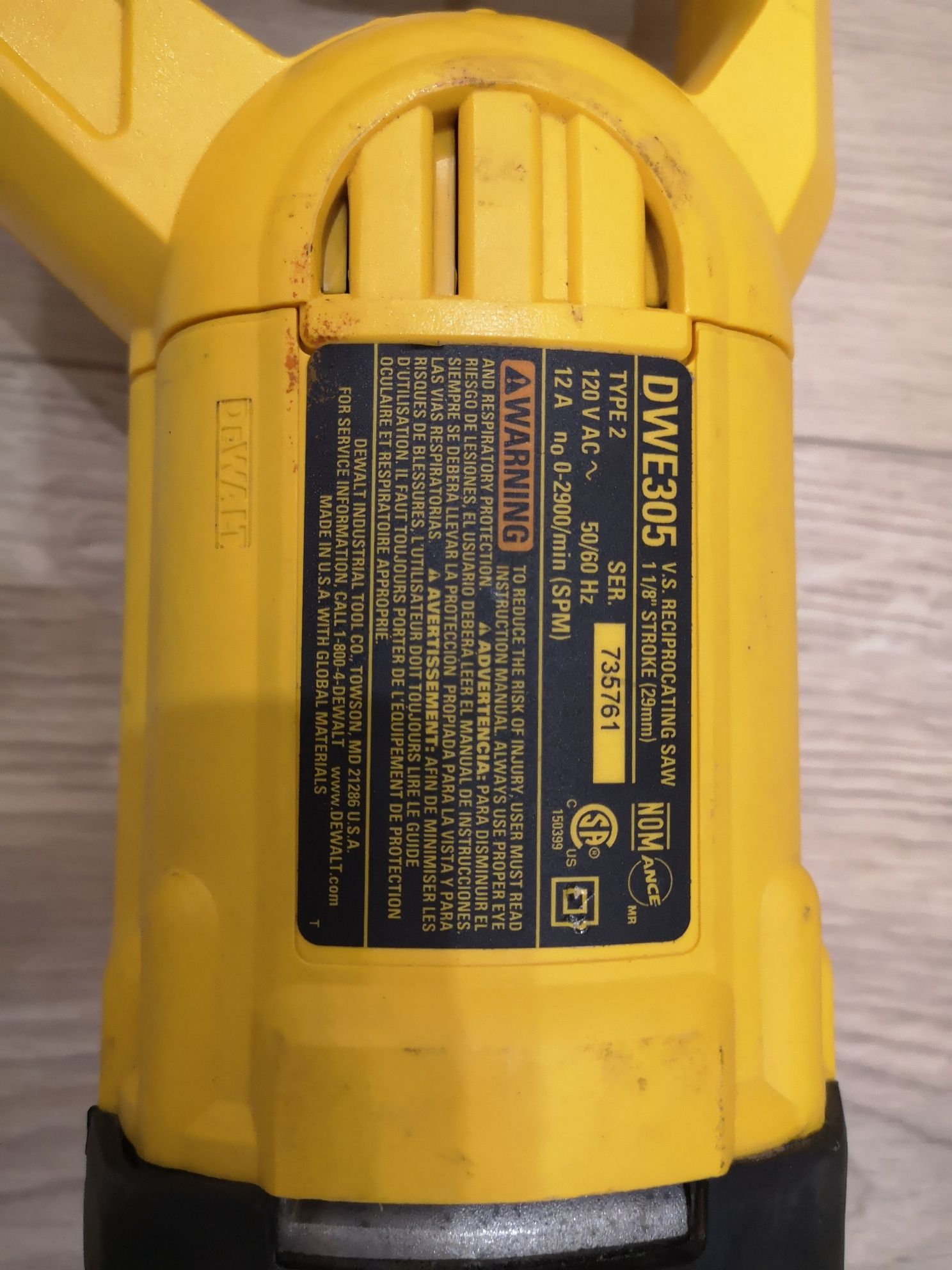 Nowa piła, pilarka szablasta elektryczna DeWalt DWE305 Type2, 12A 120V