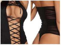 Beauty Night Fashion Gisele body z otwartym krokiem S/M tiul siateczka