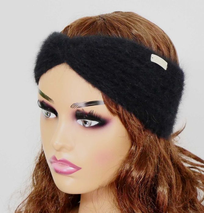 LaMel Opaska na głowę uszy Angora Wełna handmade obw.50-52cm