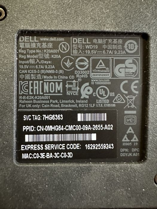 Продам новую док станцию Dell WD19 K20A001.