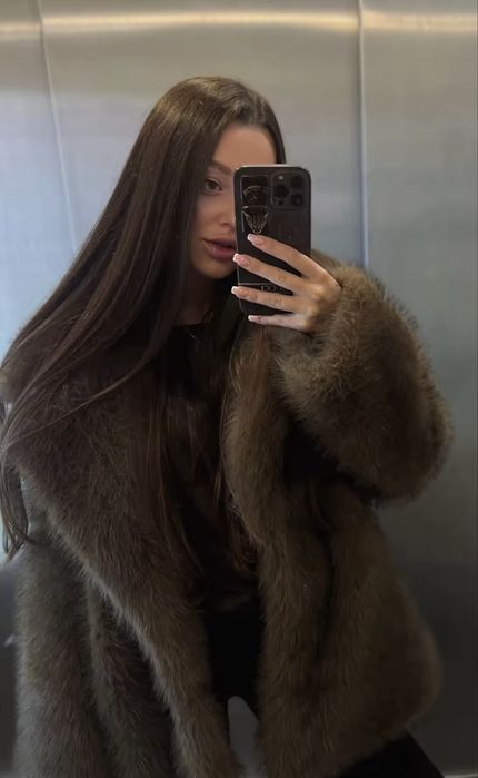 Розкішна шуба в шоколадному кольорі еко шуба в топ якості Zara