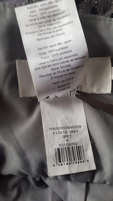 David's Bridal szara sukienka wizytowa