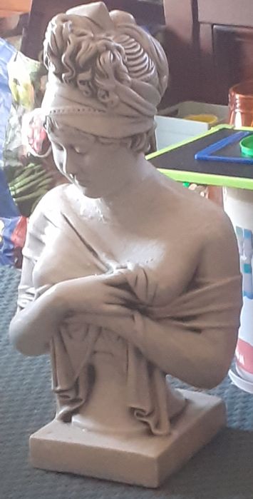 Estatueta 46 cm Busto Vintage França 1805 Gesso Patinado