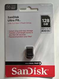 New! Флешка SanDisk Ultra Fit, 128 GB, 400 Mb/s, Original, CZ430