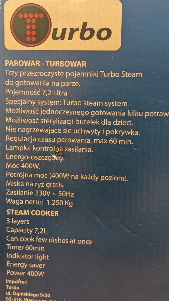 Parowar TURBO 400 w