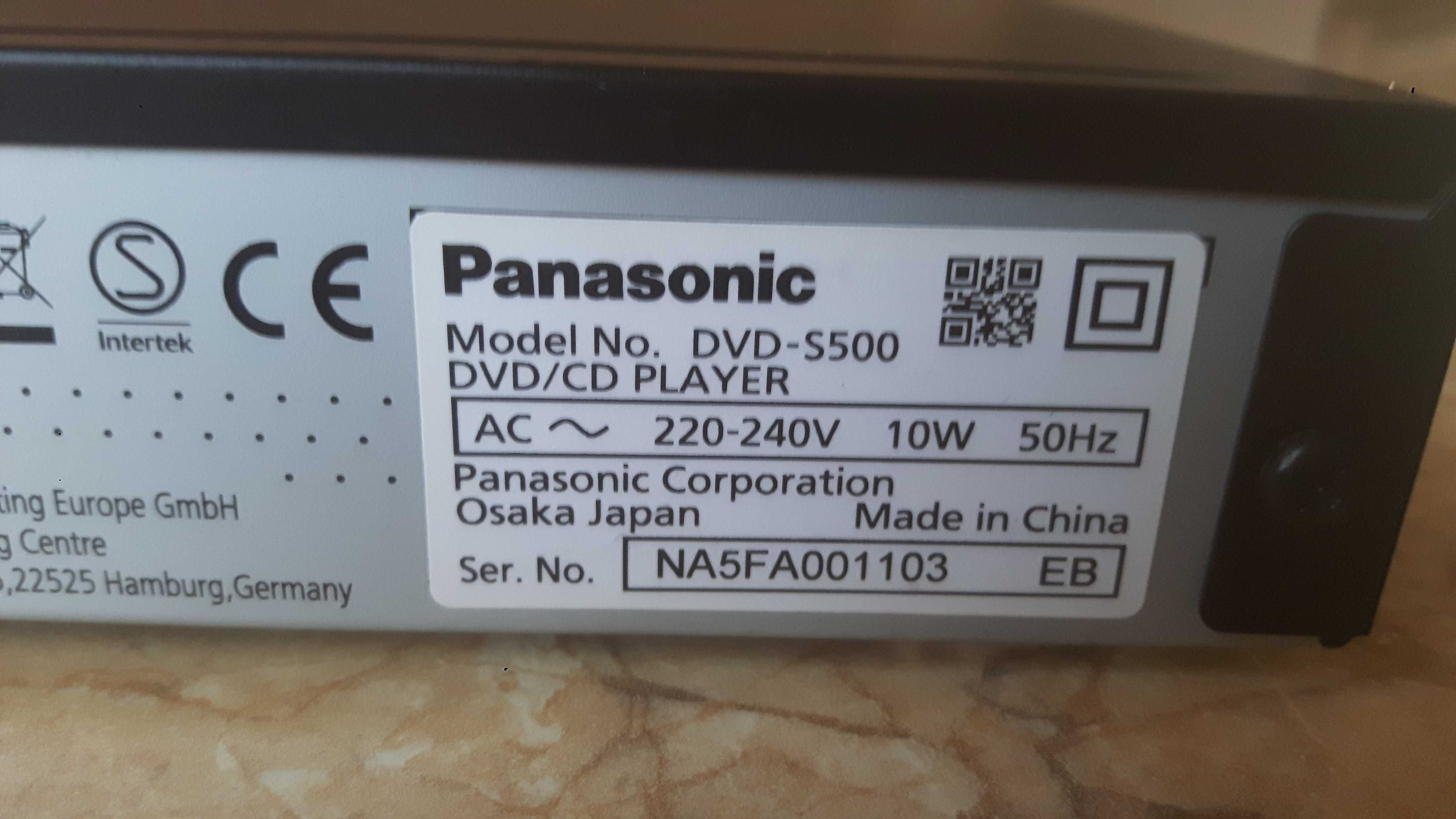 Odtwarzacz DVD Panasonic DVD S500 , USB