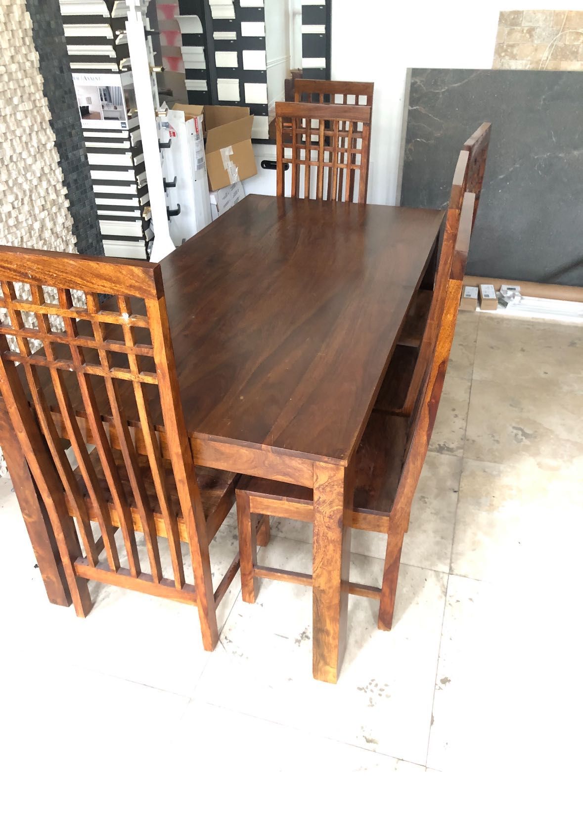 Stół plus 6 krzeseł meble kolonialne palisander meble indyjskie