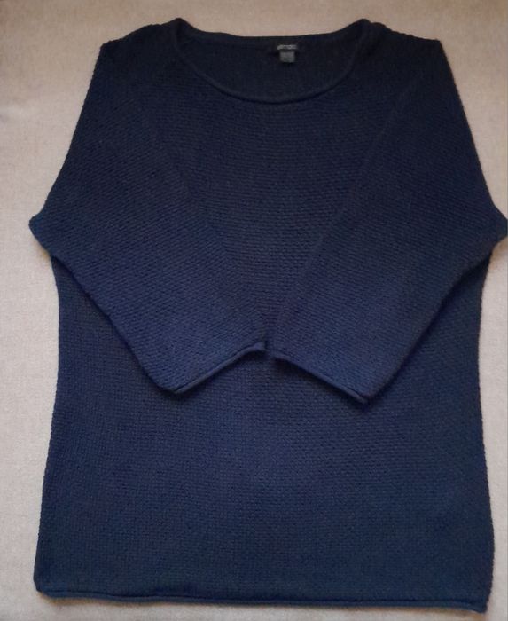 Sweter tunika granat ażur rękaw 3/4 bawełna 44/46 XL/XXL