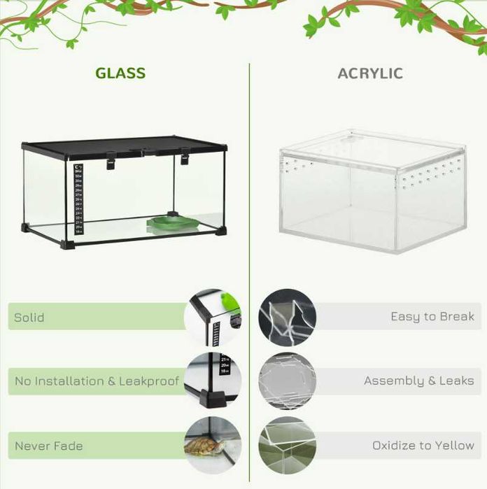 Terrarium Szklane dla Żółwia Węża Gekona Pająka Gadów Termometr OKAZJA