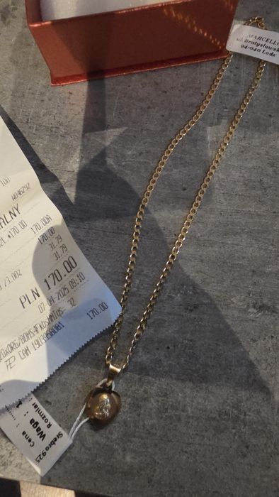 Nowy srebrny 925 łańcuszek plus wisiorek z Bozią 1.2 grama plus pozłoc