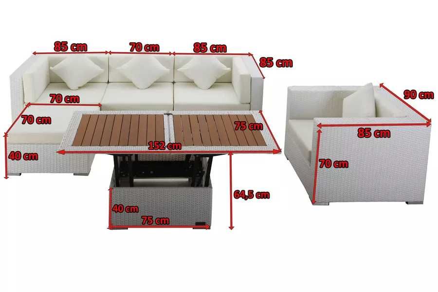 Narożnik wypoczynek ogrodowy kanapa sofa Fotel Stół ława Biały 12tys