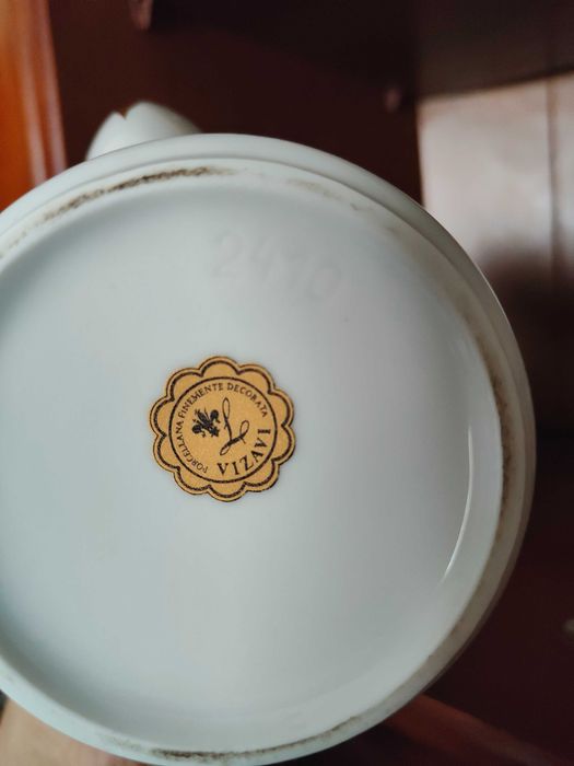 Conjunto bule/ chaleira Vizavi e pote porcelana Difer