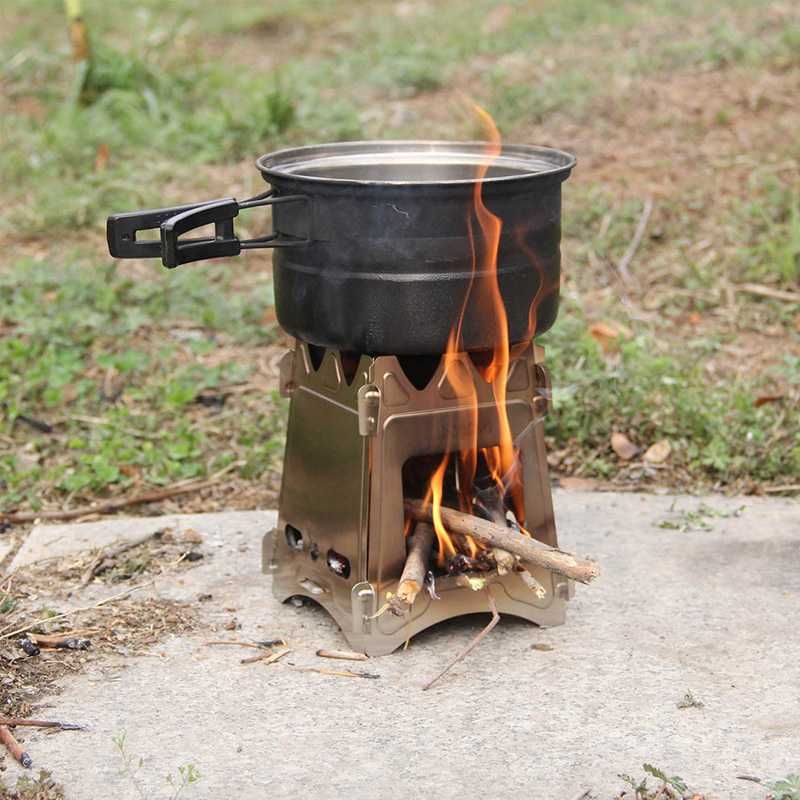 Піч тріскачниця титанова Lixada печка печь щепочница туристическая